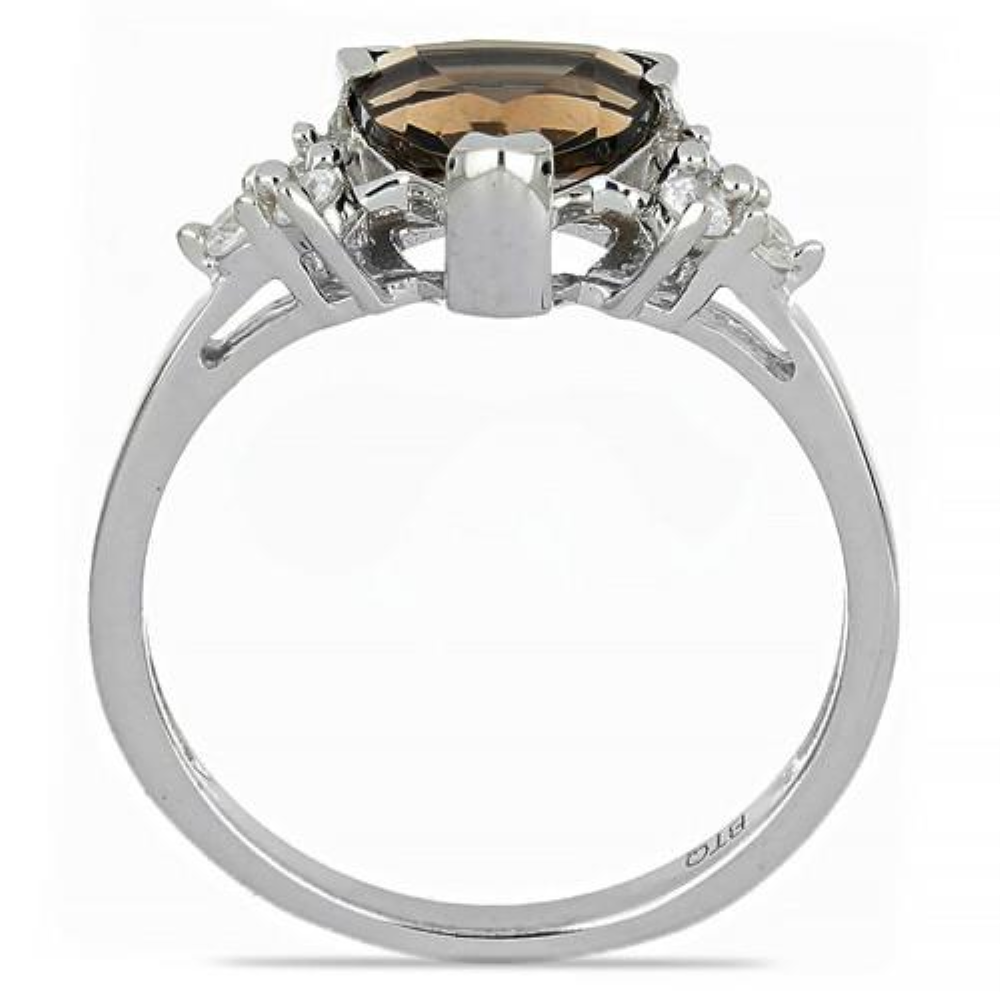 BUY STERLING SILVER NATURAL SMOKY GEMSTONE CLASSIC RING