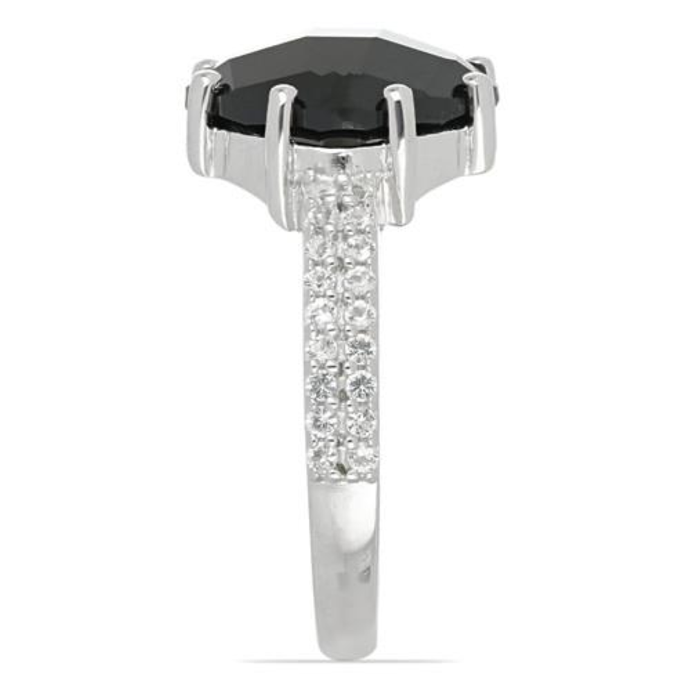 BUY GENUINE BLACK ONYX GEMSTONE BIG STONE RING IN 925 SILVER