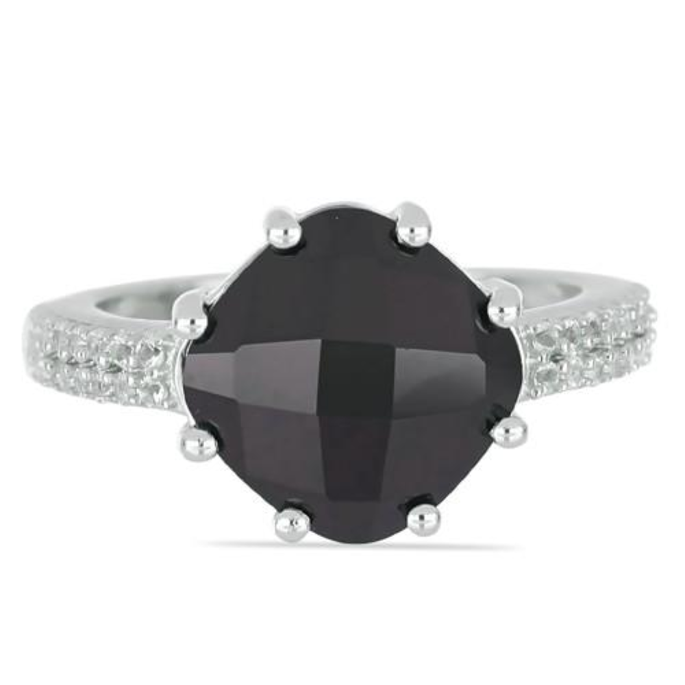 BUY GENUINE BLACK ONYX GEMSTONE BIG STONE RING IN 925 SILVER