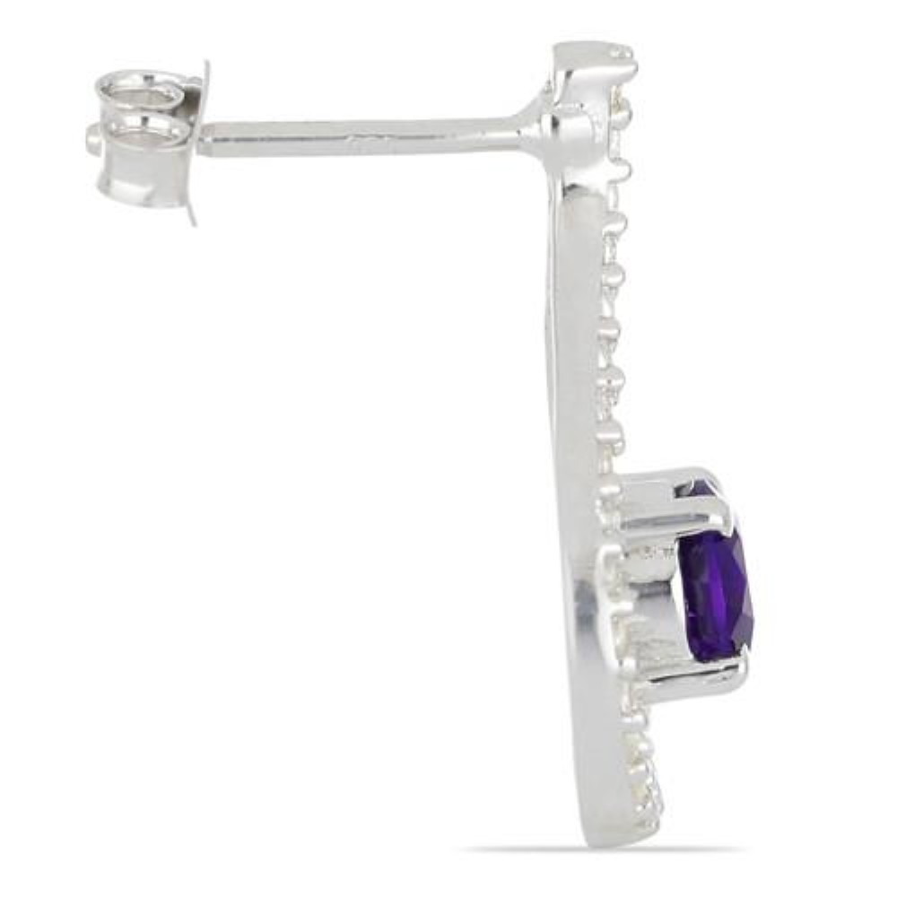 BUY 925 SILVER AFRICAN AMETHYST GEMSTONE CLASSIC EARRINGS