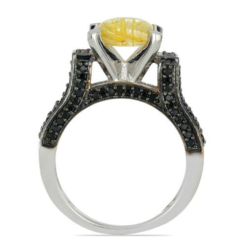 BUY NATURAL GOLDEN RUTILE GEMSTONE CLASSIC RING IN STERLING SILVER
