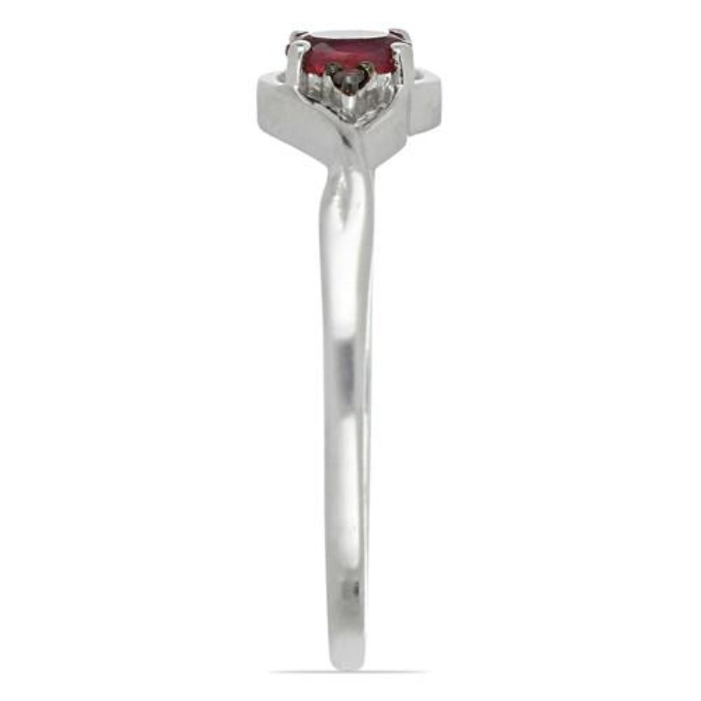 BUY STERLING SILVER GLASS FILLED RUBY GEMSTONE CLASSIC RING