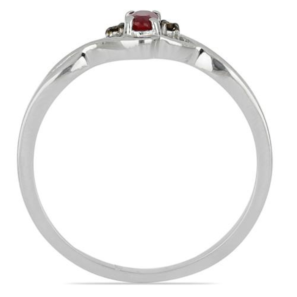 BUY STERLING SILVER GLASS FILLED RUBY GEMSTONE CLASSIC RING