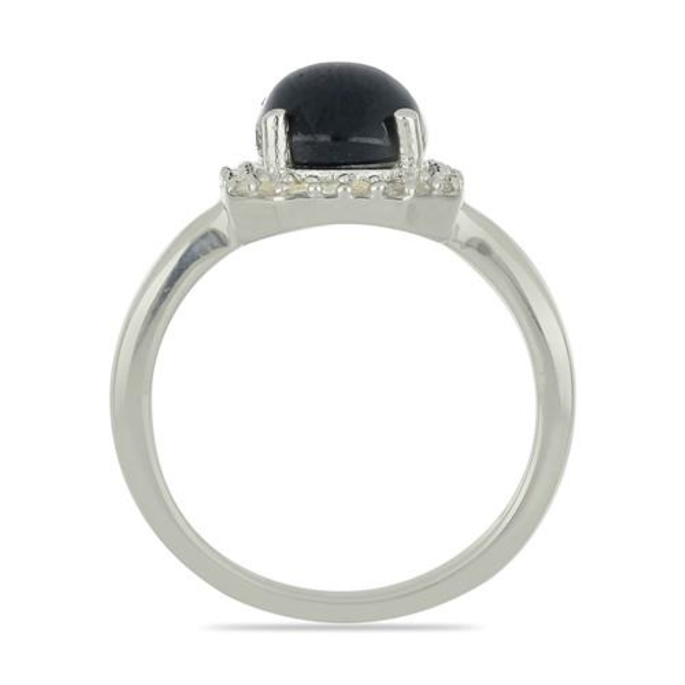 BUY NATURAL STAR SAPPHIRE GEMSTONE HALO RING IN 925 SILVER