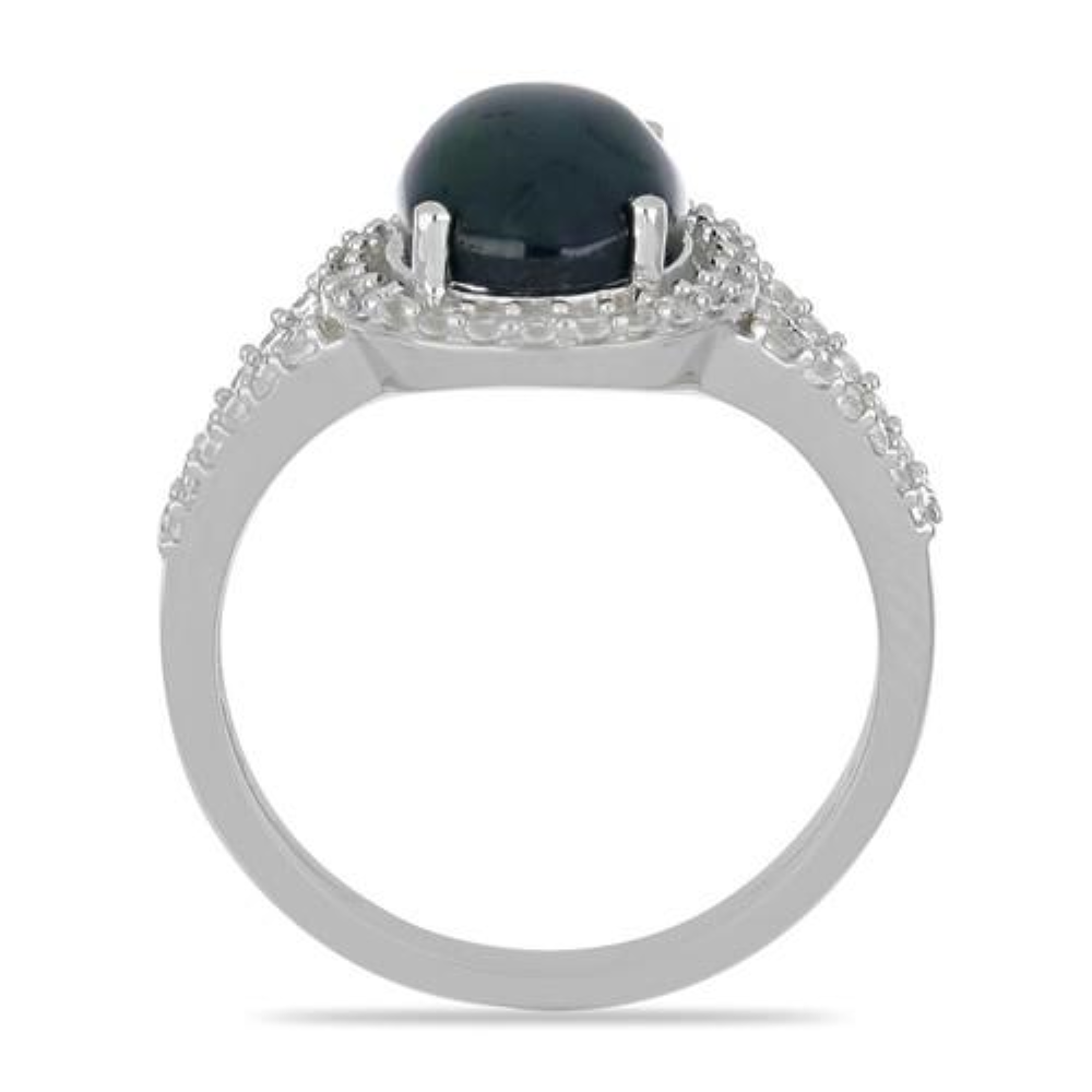 BUY STERLING SILVER  STAR SAPPHIRE GEMSTON  HALO RING