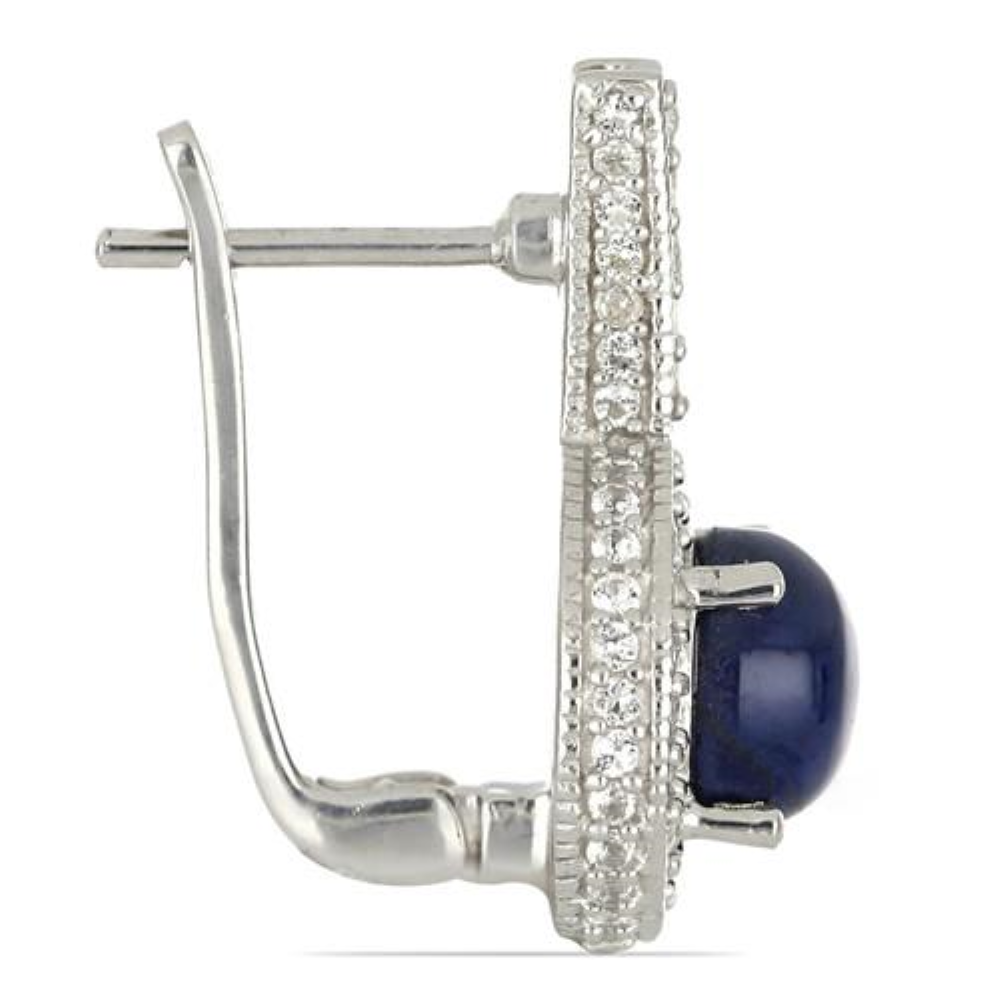 BUY 925 SILVER REAL STAR SAPPHIRE GEMSTONE HALO EARRINGS
