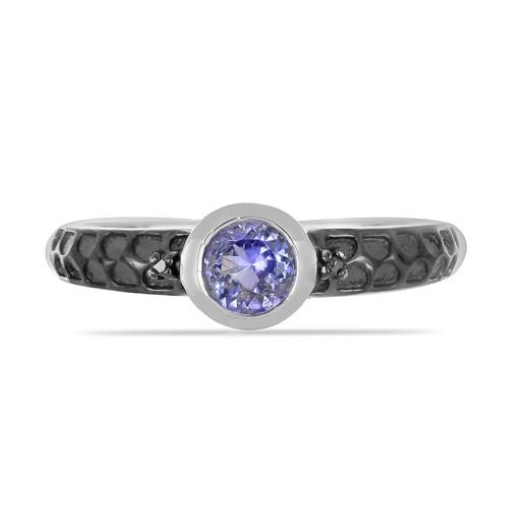 BUY NATURAL TANZANITE GEMSTONE CLASSIC RING IN 925 SILVER