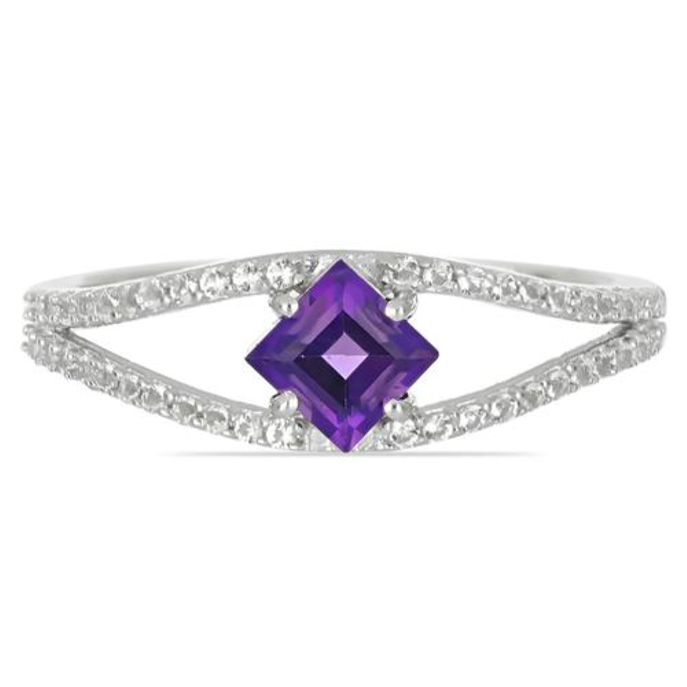 BUY NATURAL AFRICAN AMETHYST GEMSTONE CLASSIC RING IN 925 SILVER