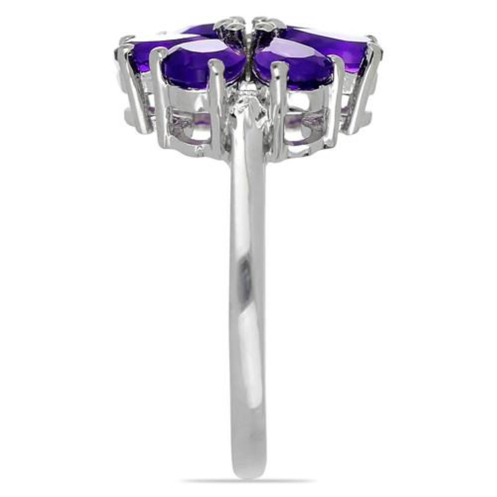 BUY AFRICAN AMETHYST GEMSTONE FLOWER RING IN 925 SILVER 