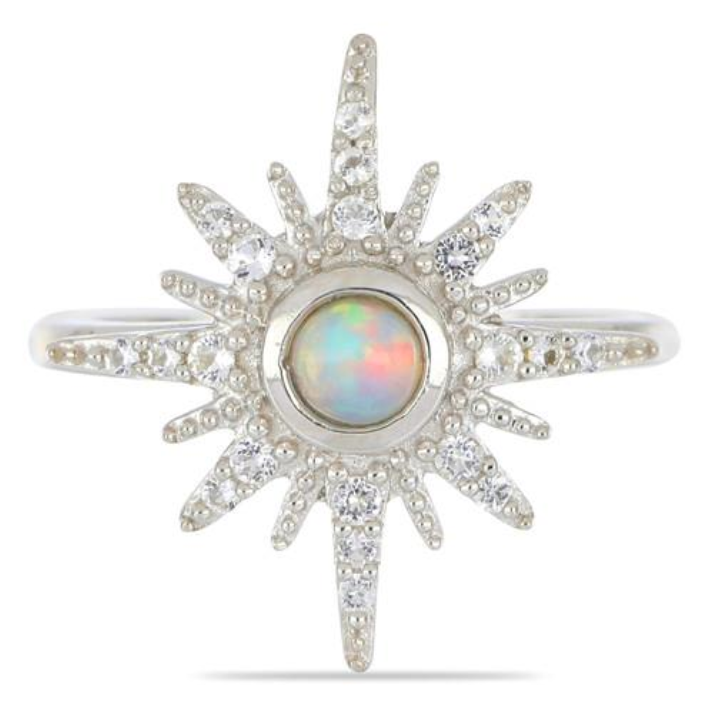 BUY ETHIOPIAN OPAL GEMSTONE CLASSIC RING IN STERLING SILVER