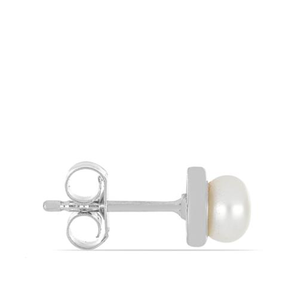 BUY NATURAL WHITE FRESHWATER PEARL GEMSTONE EARRINGS IN 925 SILVER 