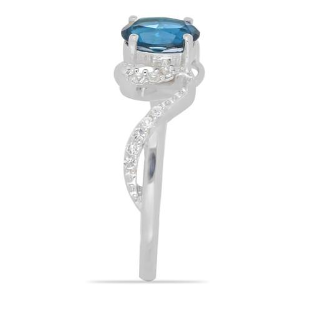 BUY STERLING SILVER REAL LONDON BLUE TOPAZ GEMSTONE CLASSIC RING