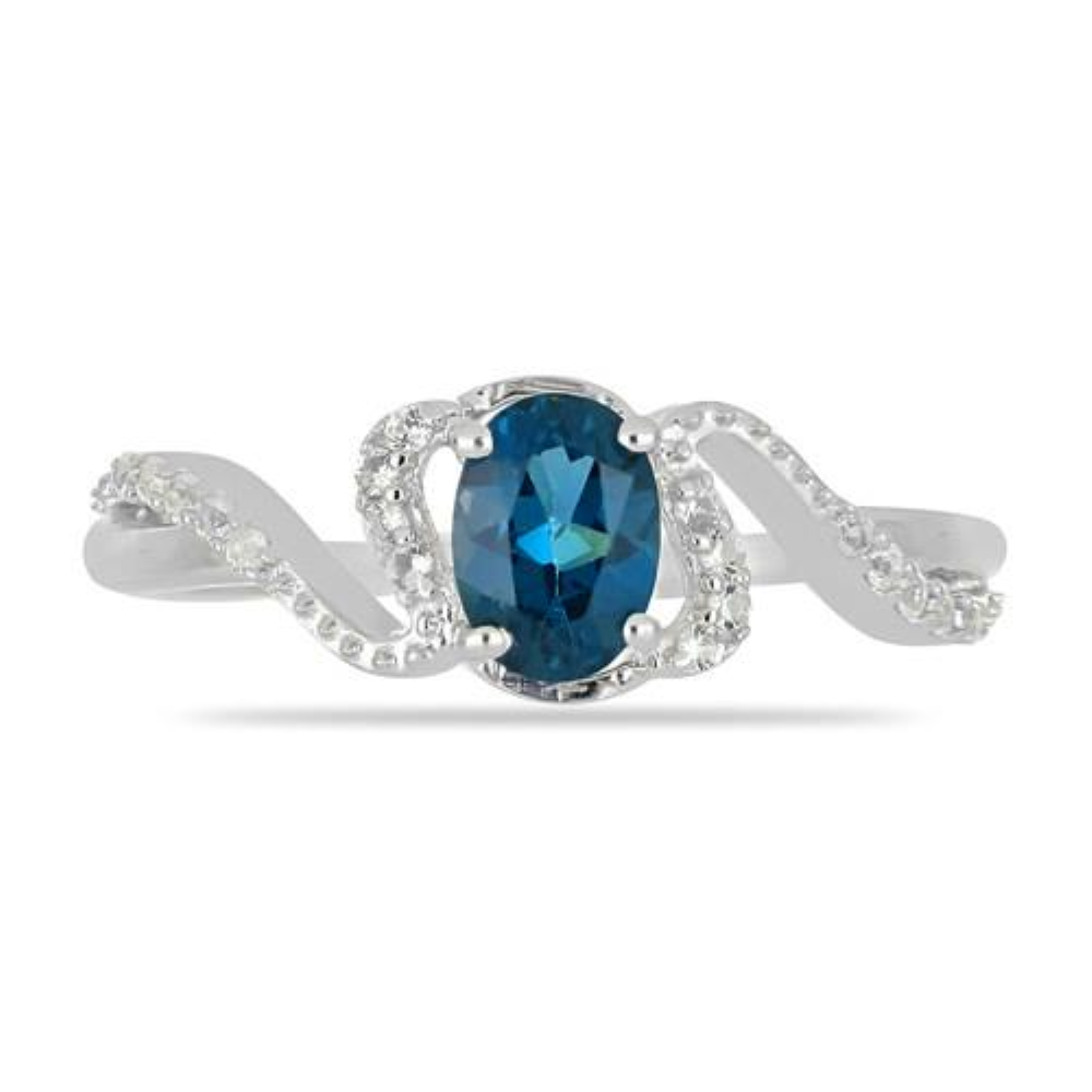 BUY STERLING SILVER REAL LONDON BLUE TOPAZ GEMSTONE CLASSIC RING