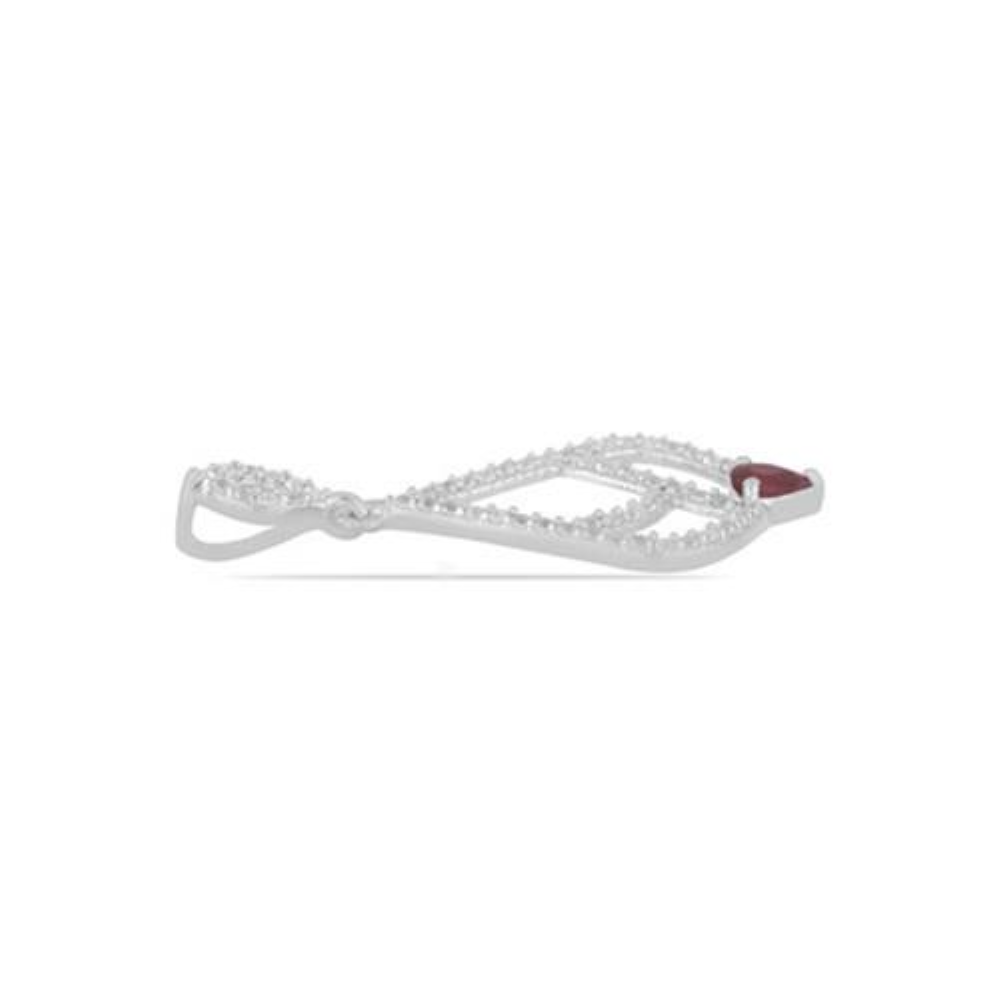 BUY 925 SILVER NATURAL GLASS FILLED RUBY GEMSTONE STYLISH PENDANT