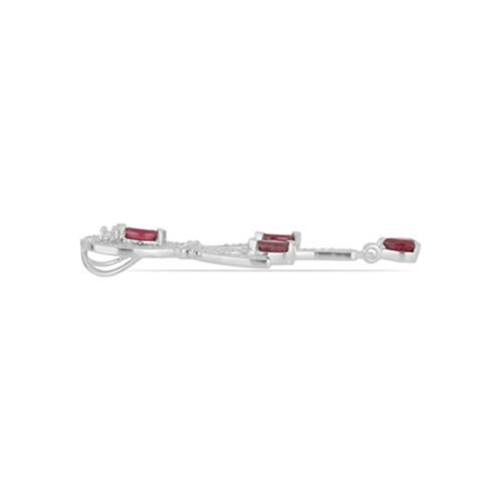 BUY STERLING SILVER GLASS FILLED RUBY GEMSTONE STYLISH PENDANT