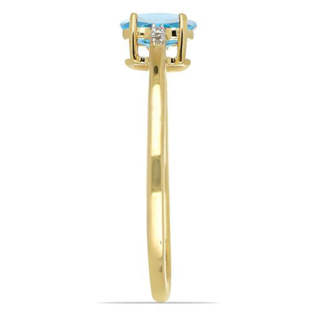 BUY 14K GOLD NATURAL LONDON BLUE TOPAZ GEMSTONE CLASSIC RING WITH WHITE DIAMOND