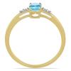BUY 14K GOLD NATURAL LONDON BLUE TOPAZ GEMSTONE CLASSIC RING WITH WHITE DIAMOND