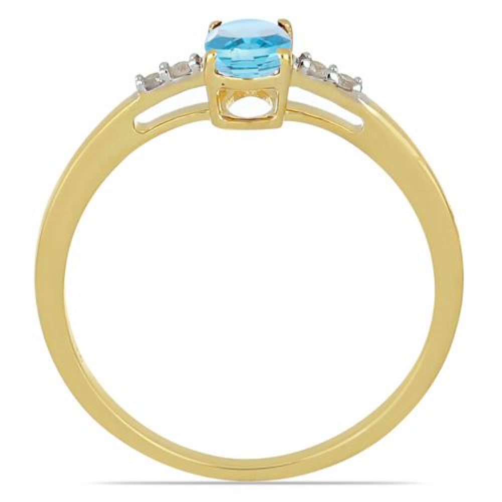 BUY 14K GOLD NATURAL LONDON BLUE TOPAZ GEMSTONE CLASSIC RING WITH WHITE DIAMOND