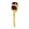 BUY 14K GOLD NATURAL GARNET GEMSTONE THREE STONES WITH WHITE DIAMOND RING