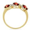 BUY 14K GOLD NATURAL GARNET GEMSTONE THREE STONES WITH WHITE DIAMOND RING