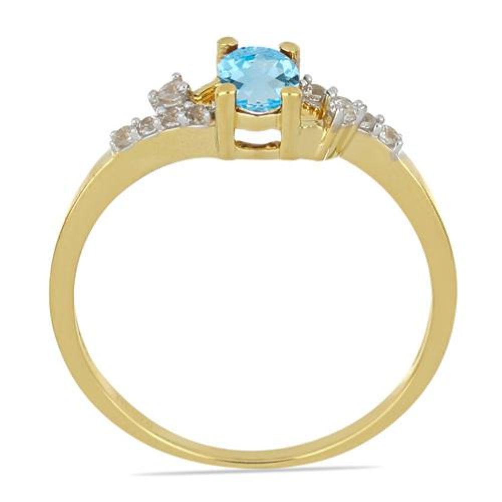 BUY 14K GOLD NATURAL SWISS BLUE TOPAZ GEMSTONE CLASSIC RING