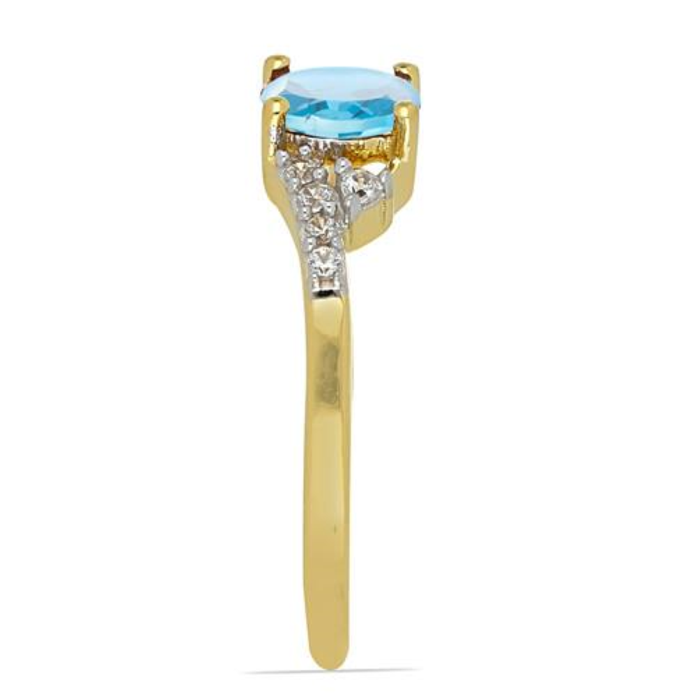 BUY 14K GOLD NATURAL SWISS BLUE TOPAZ GEMSTONE CLASSIC RING