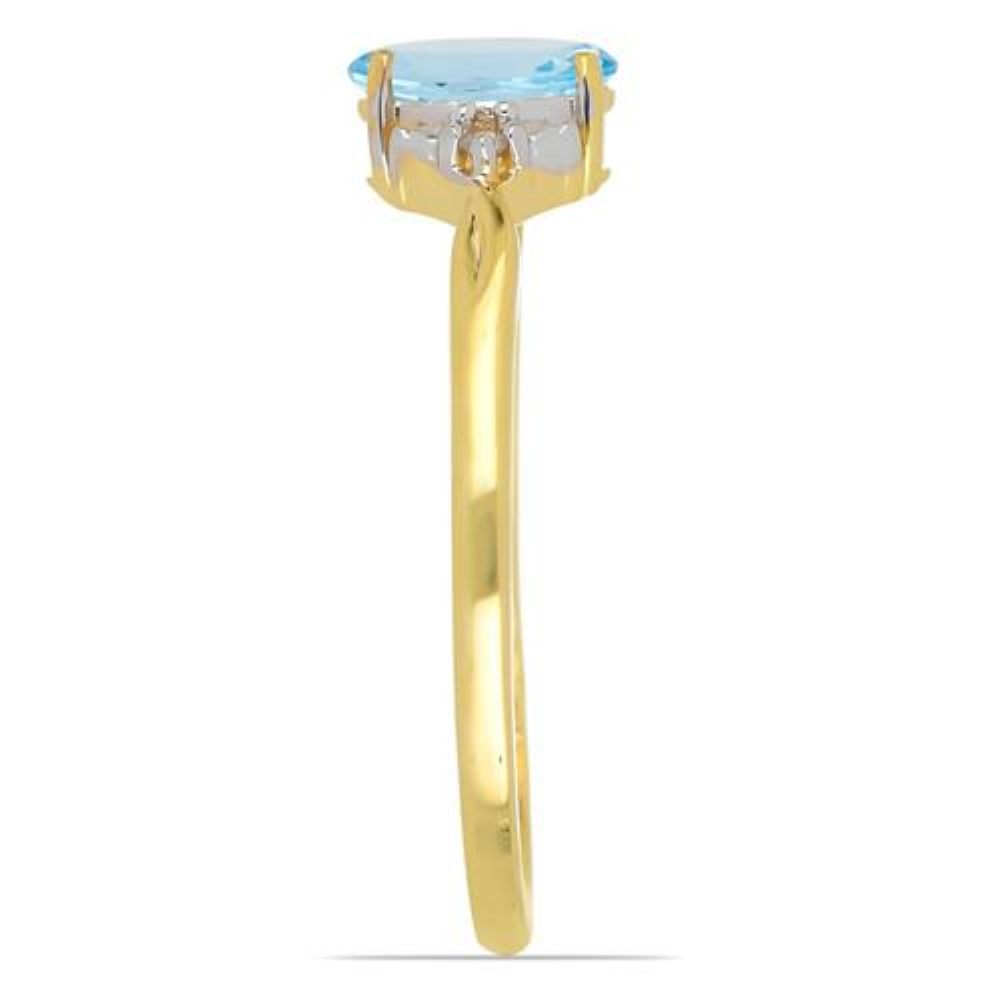 BUY 14K GOLD REAL SWISS BLUE TOPAZ GEMSTONE CLASSIC RING