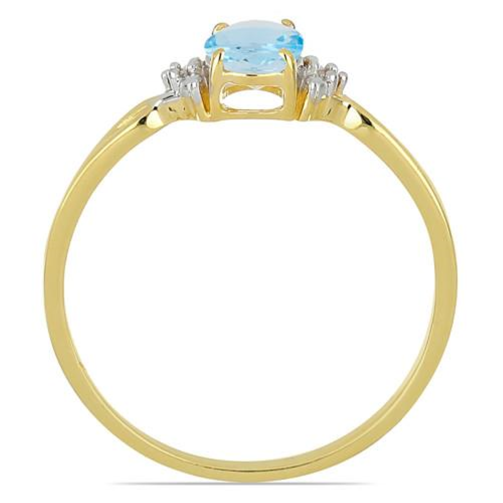 BUY 14K GOLD REAL SWISS BLUE TOPAZ GEMSTONE CLASSIC RING