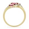 BUY 14K GOLD REAL RUBELLITE GEMSTONE THREE STONES RING