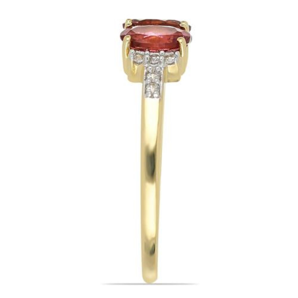 BUY 14K GOLD RUBELLITE GEMSTONE THREE STONES RING
