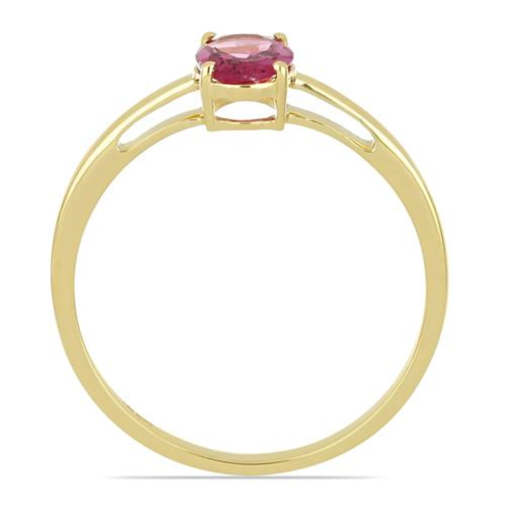 BUY 14K GOLD NATURAL RUBELLITE GEMSTONE SINGLE STONE RING