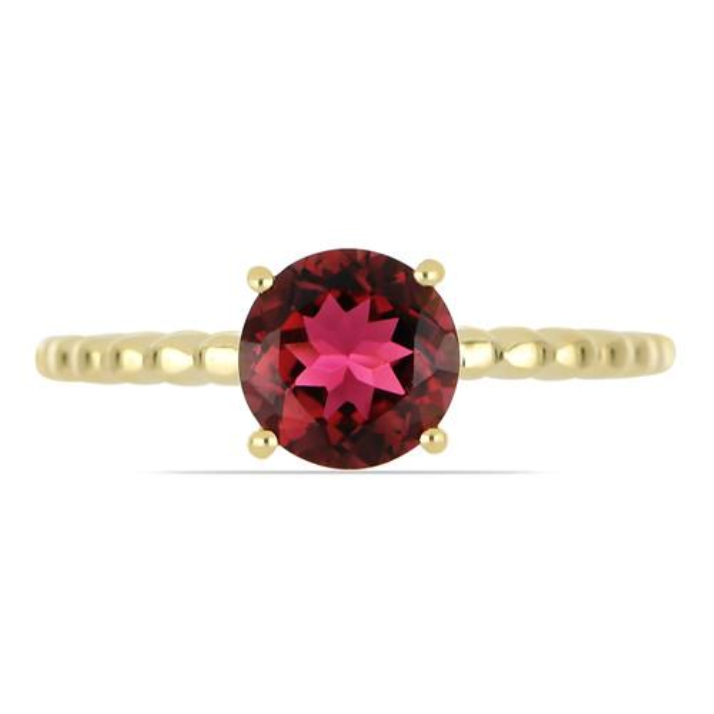 BUY 14K GOLD REAL RUBELLITE GEMSTONE SINGLE STONE  RING