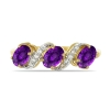 Wholesale 14K Gold Ova Amethyst Diamond Wave Three-Stone S-Swirl Ring Bulk Exporter