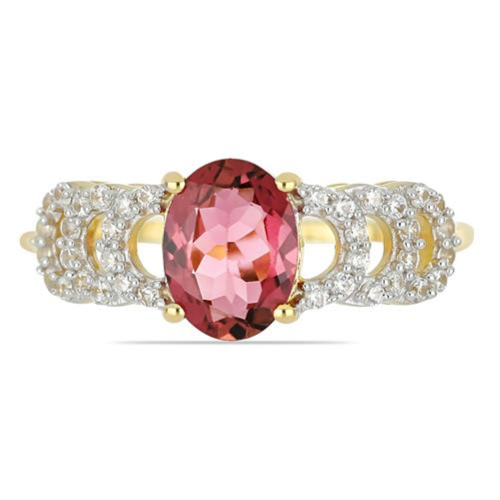 BUY 14K GOLD GENUINE  RUBELLITE GEMSTONE CLASSIC RING