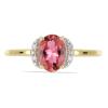 BUY 14K GOLD NATURAL RHODOLITE GEMSTONE CLASSIC RING WITH WHITE DIAMOND