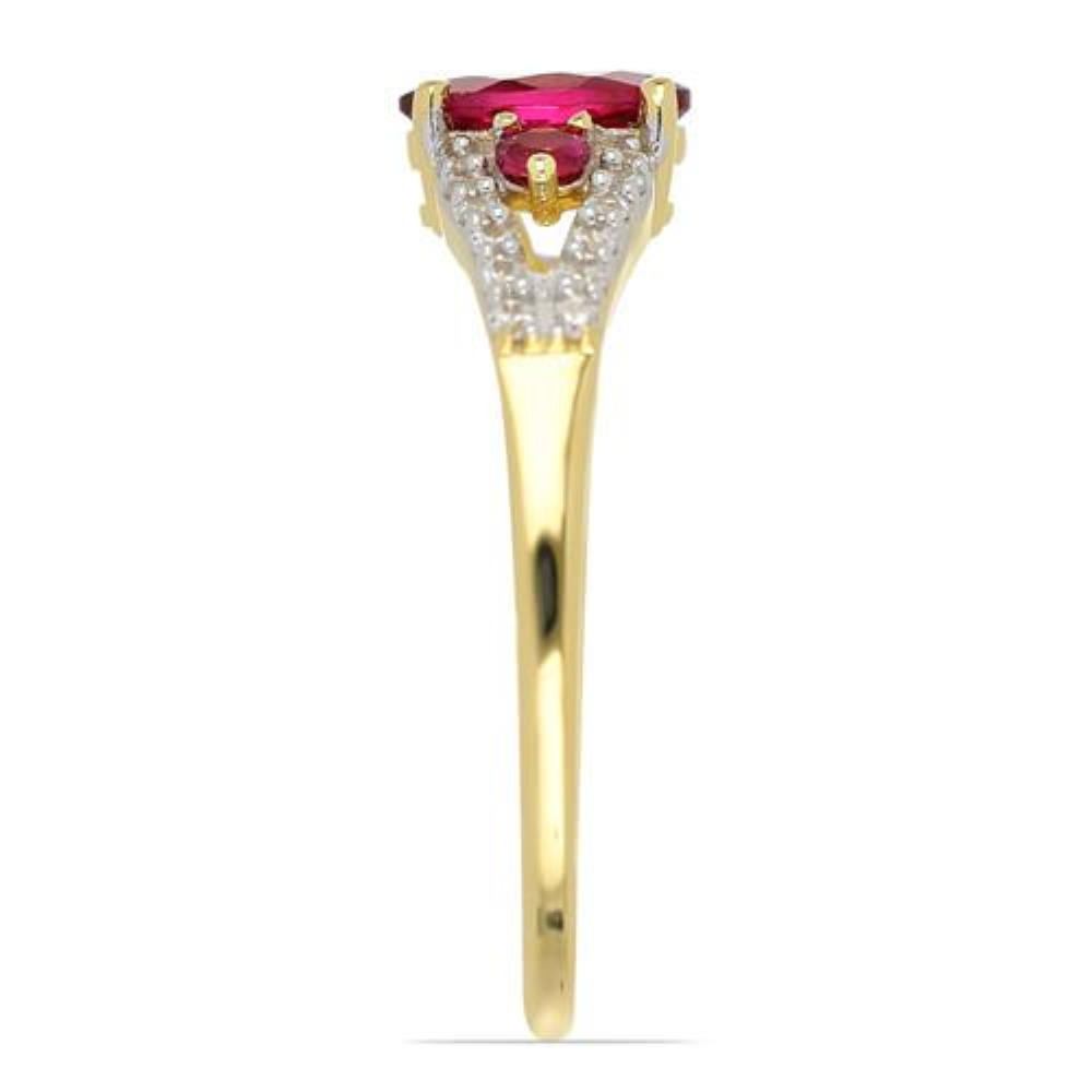 BUY 14 K GOLD REAL RUBELLITE GEMSTONE THREE STONES RING