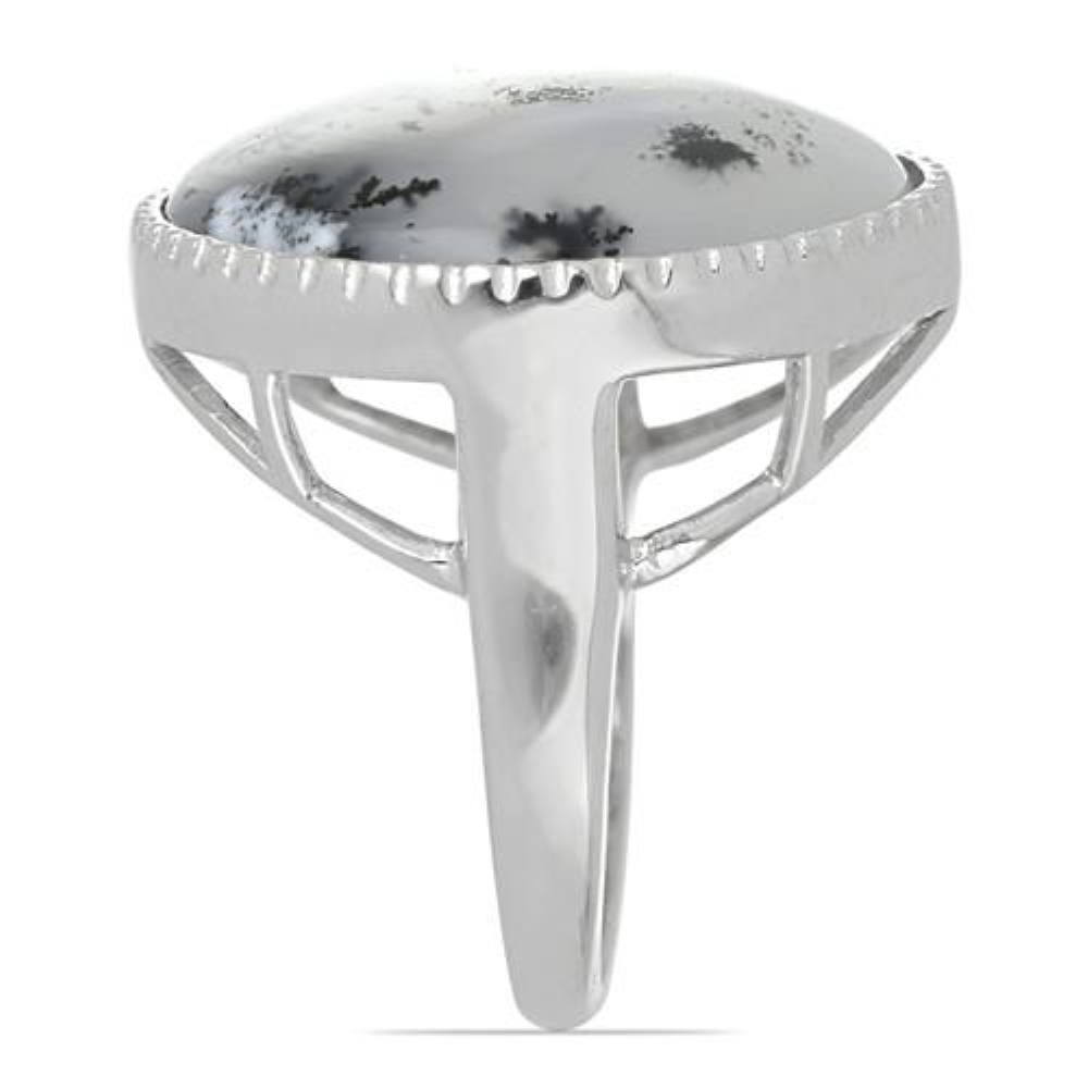 BUY REAL DENDRATIC AGATE GEMSTONE BIG STONE RING IN STERLING SILVER