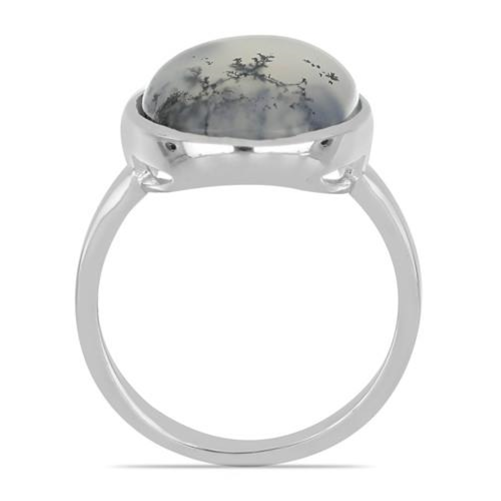 BUY GENUINE DENDRATIC AGATE GEMSTONE BIG STONE RING IN STERLING SILVER