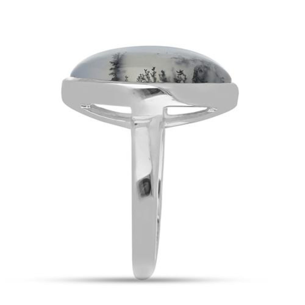BUY GENUINE DENDRATIC AGATE GEMSTONE BIG STONE RING IN STERLING SILVER
