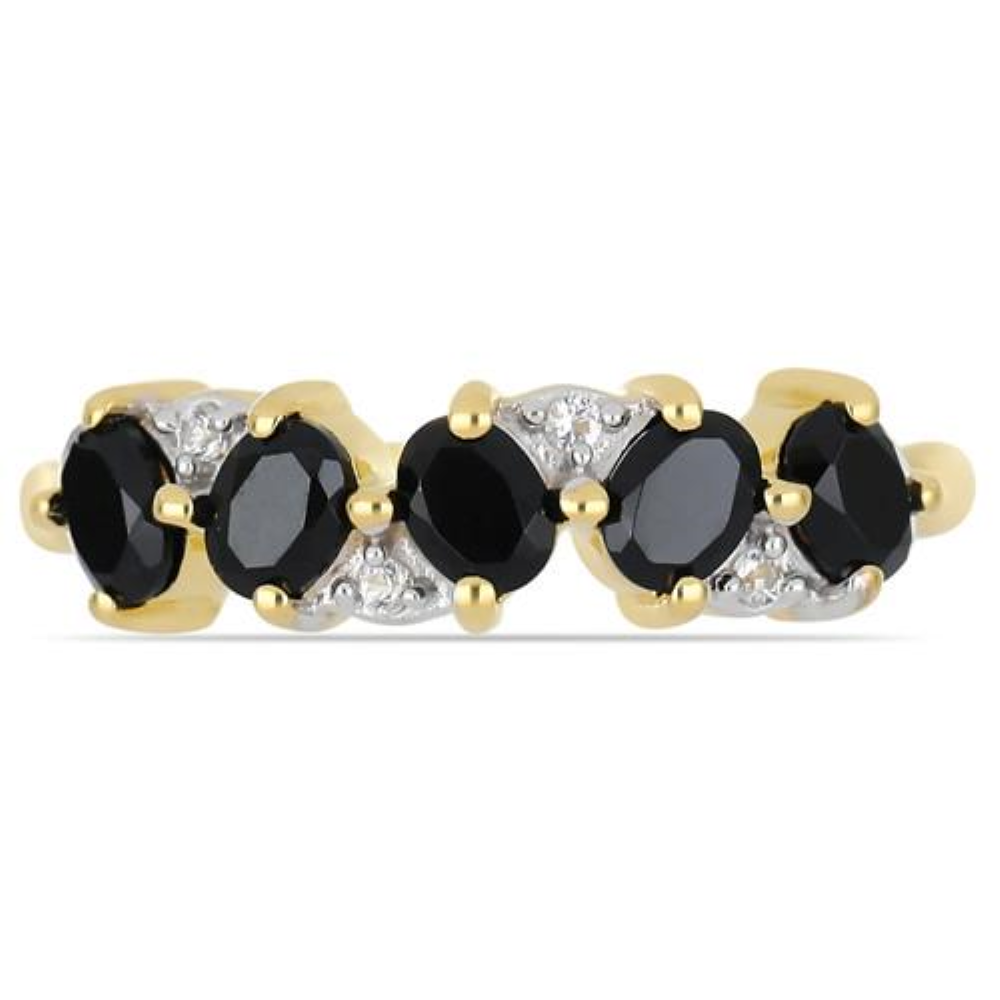 BUY NATURAL BLACK ONYX MULTI GEMSTONE RING IN STERLING SILVER
