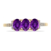 WHOLESALE 14K GOLD OVAL PURPLE AMETHYST THREE-STONE RING WITH DIAMOND ACCENTS – USA SUPPLIER