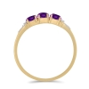 WHOLESALE 14K GOLD OVAL PURPLE AMETHYST THREE-STONE RING WITH DIAMOND ACCENTS – USA SUPPLIER