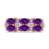 Wholesale 14K Gold Oval Amethyst Six-Stone Bar-Set Cluster Ring - JewelPin