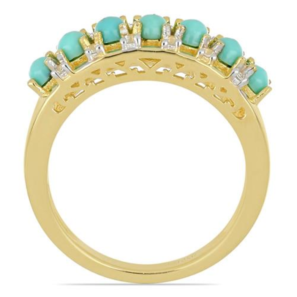 BUY 925 SILVER NATURAL TURQUOISE GEMSTONE CLUSTER RING