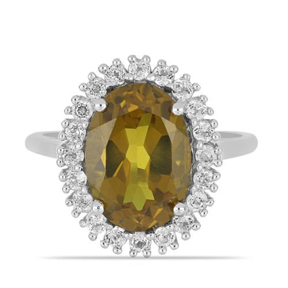 BUY NATURAL FLUORITE GEMSTONE BIG STONE RING IN STERLING SILVER