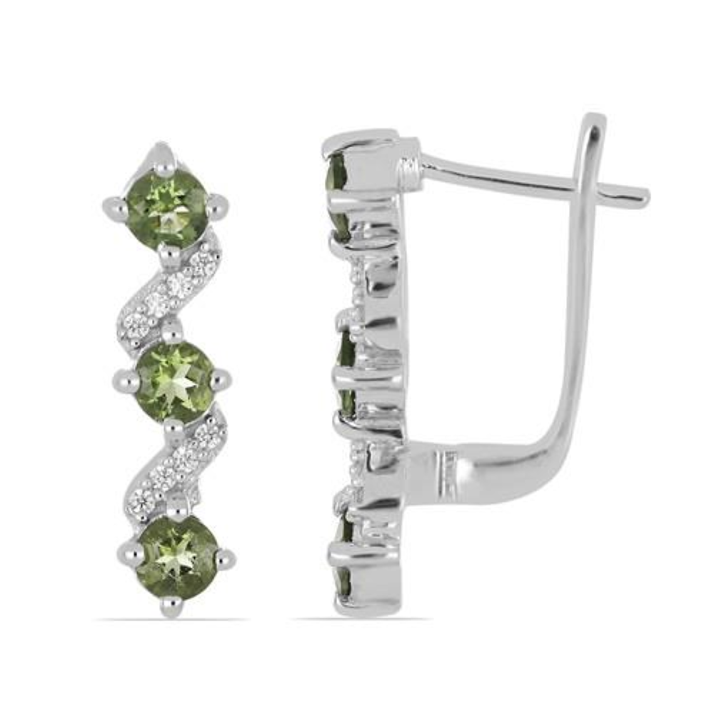 BUY STERLING SILVER NATURAL MOLDAVITE MULTI STONE EARRINGS