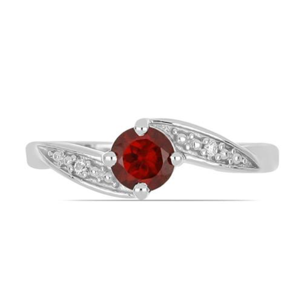 BUY REAL GARNET GEMSTONE CLASSIC RING IN STERLING SILVER