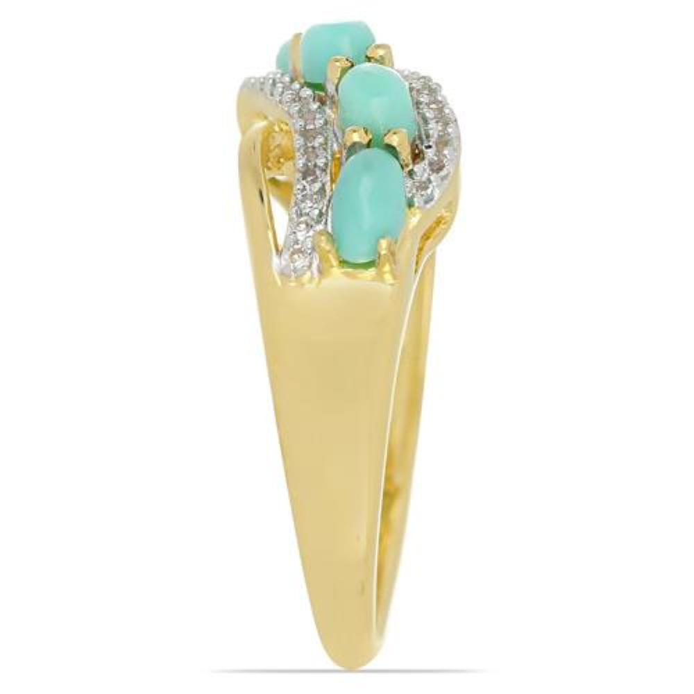 BUY 925 SILVER NATURAL BLUE TURQUOISE MULTI GEMSTONE STYLISH RING