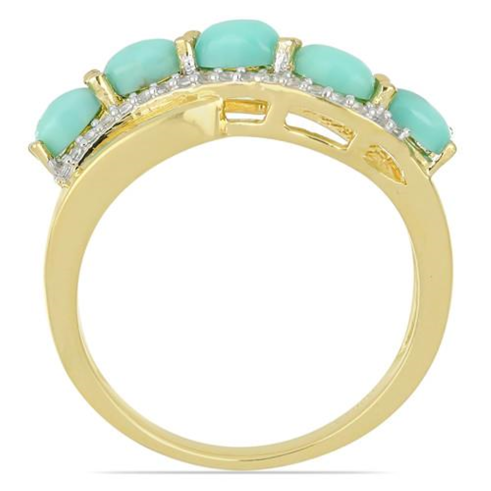 BUY 925 SILVER NATURAL BLUE TURQUOISE MULTI GEMSTONE STYLISH RING