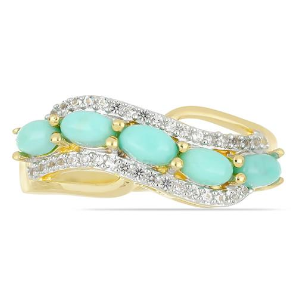 BUY 925 SILVER NATURAL BLUE TURQUOISE MULTI GEMSTONE STYLISH RING